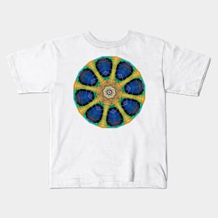 Peacock feather kaleidoscope Kids T-Shirt